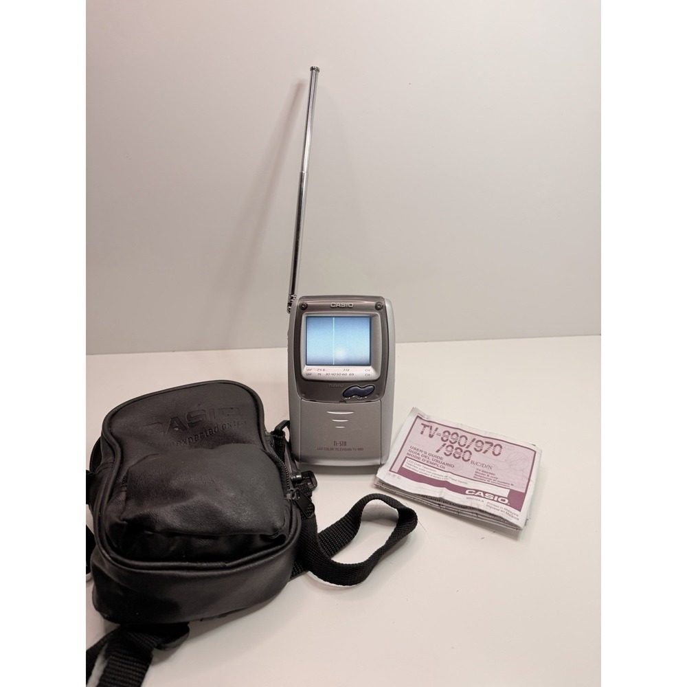 Vintage Casio TV-890B Portable LCD Color TV with Antenna & Carry Case – Works !